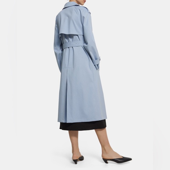 NWT $695 Theory Belted Trench Coat in Blue - Picture 7 of 8